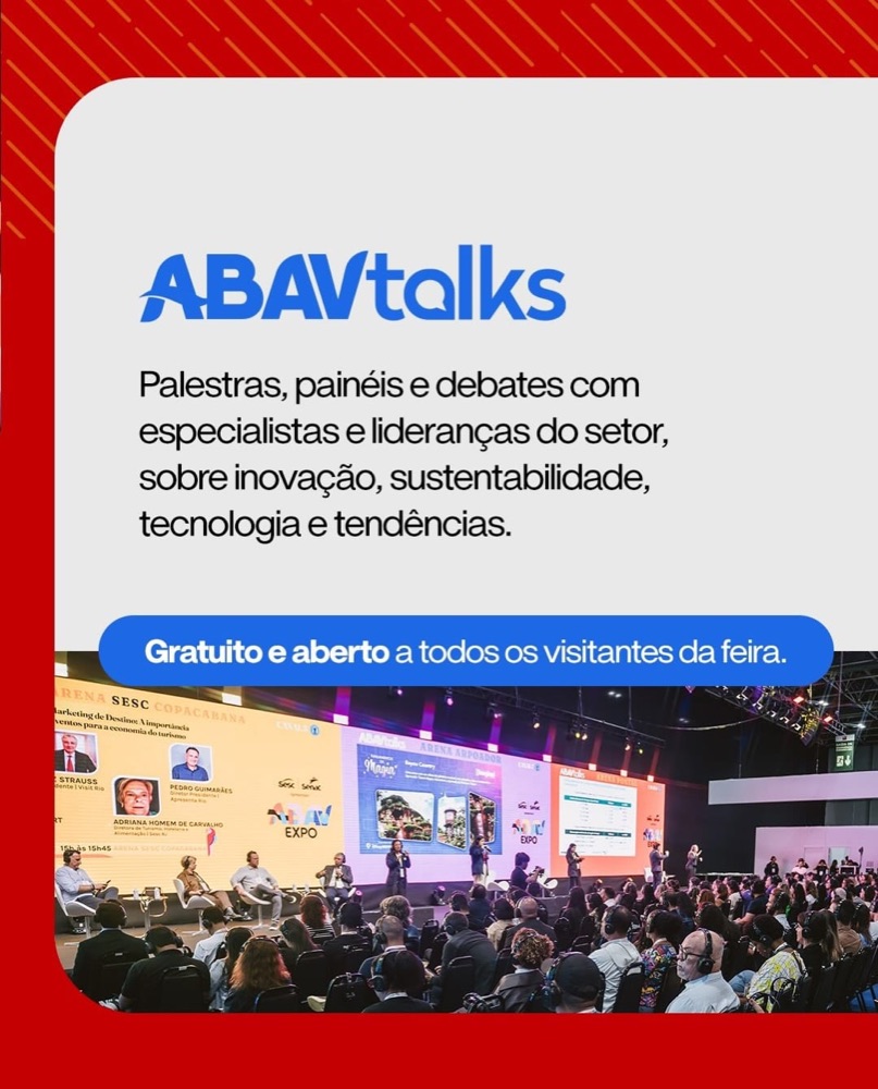 ABAV Talks: palestras, painéis e debates com especialistas e lideranças do setor, sobre inovação, sustentabilidade, tecnologia e tendências. Gratuito e aberto a todos os visitantes da feira.